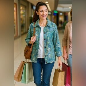 Vintage TanJay Floral Denim Jacket 90’s era 🩵💛💙💚